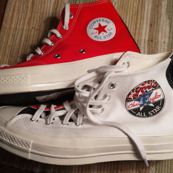 NWOT Red White Chuck Taylor All Starr Converse high top sz 8 men womens sz 10 - Picture 2 of 6